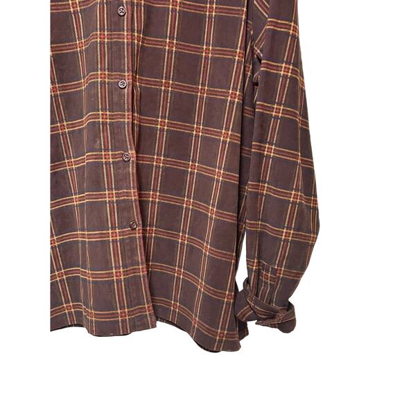 Goodclothes Women's size large Button Down Jacket Shirt Brown Plaid Lined - Picture 6 of 6
